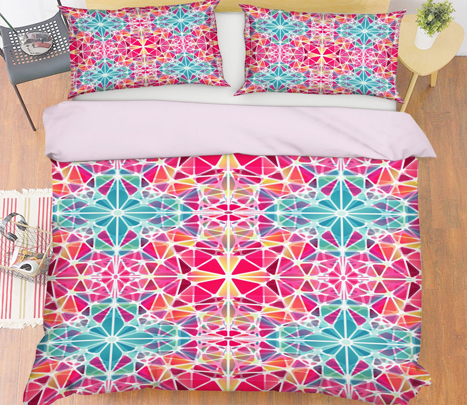 3D Pink Blue Lump 13168 Bed Pillowcases Quilt