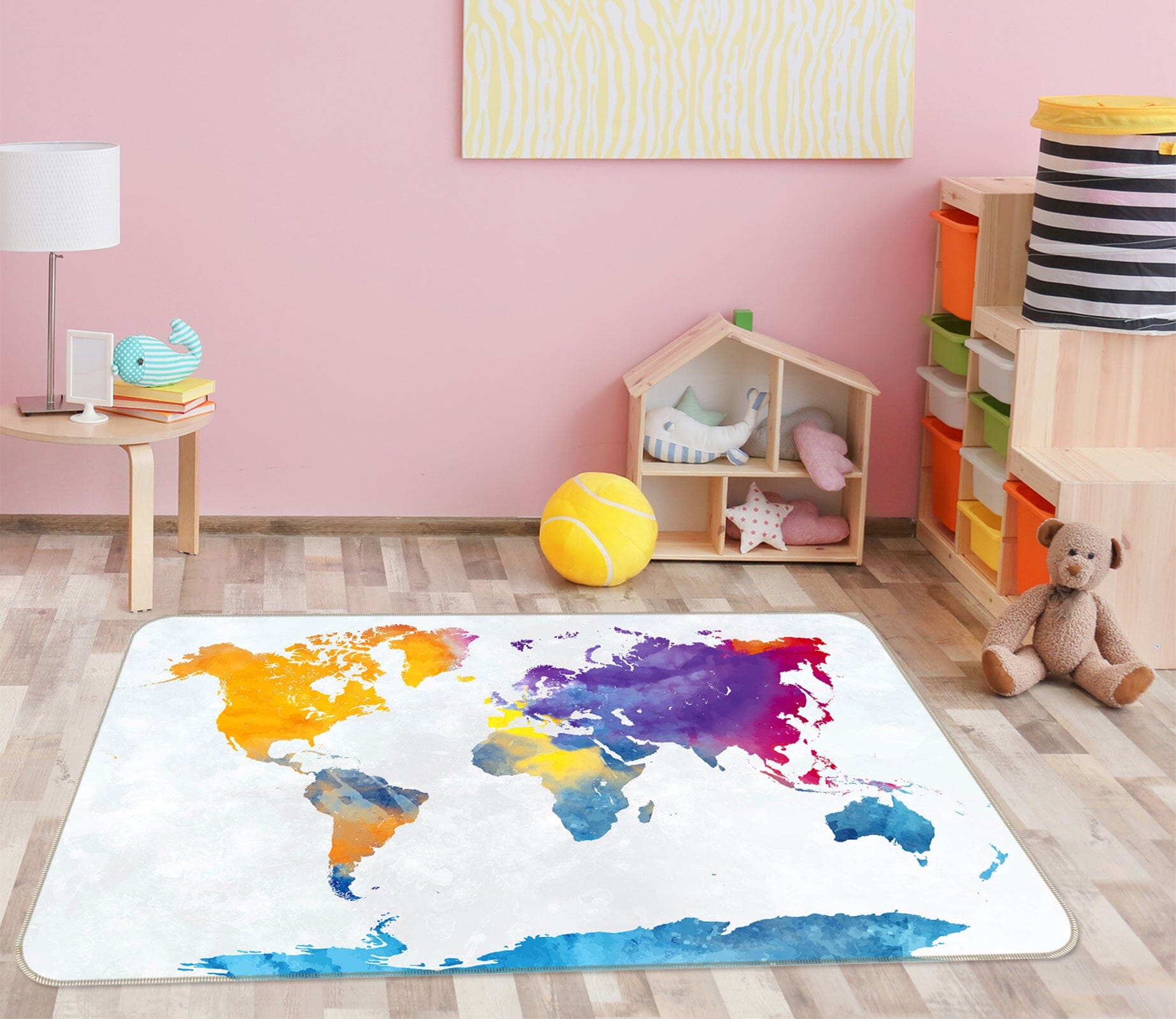3D Color Painting 202 World Map Non Slip Rug Mat Mat AJ Creativity Home 