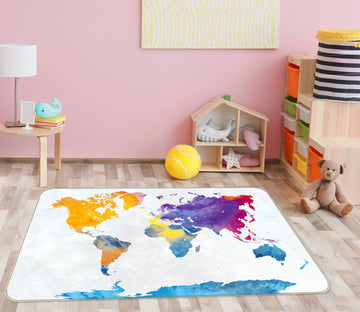 3D Color Painting 202 World Map Non Slip Rug Mat Mat AJ Creativity Home 