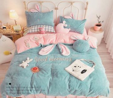 3D Light Blue 40023 Bed Pillowcases Quilt