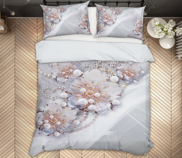 3D Pearl Flowers 13027 Bed Pillowcases Quilt