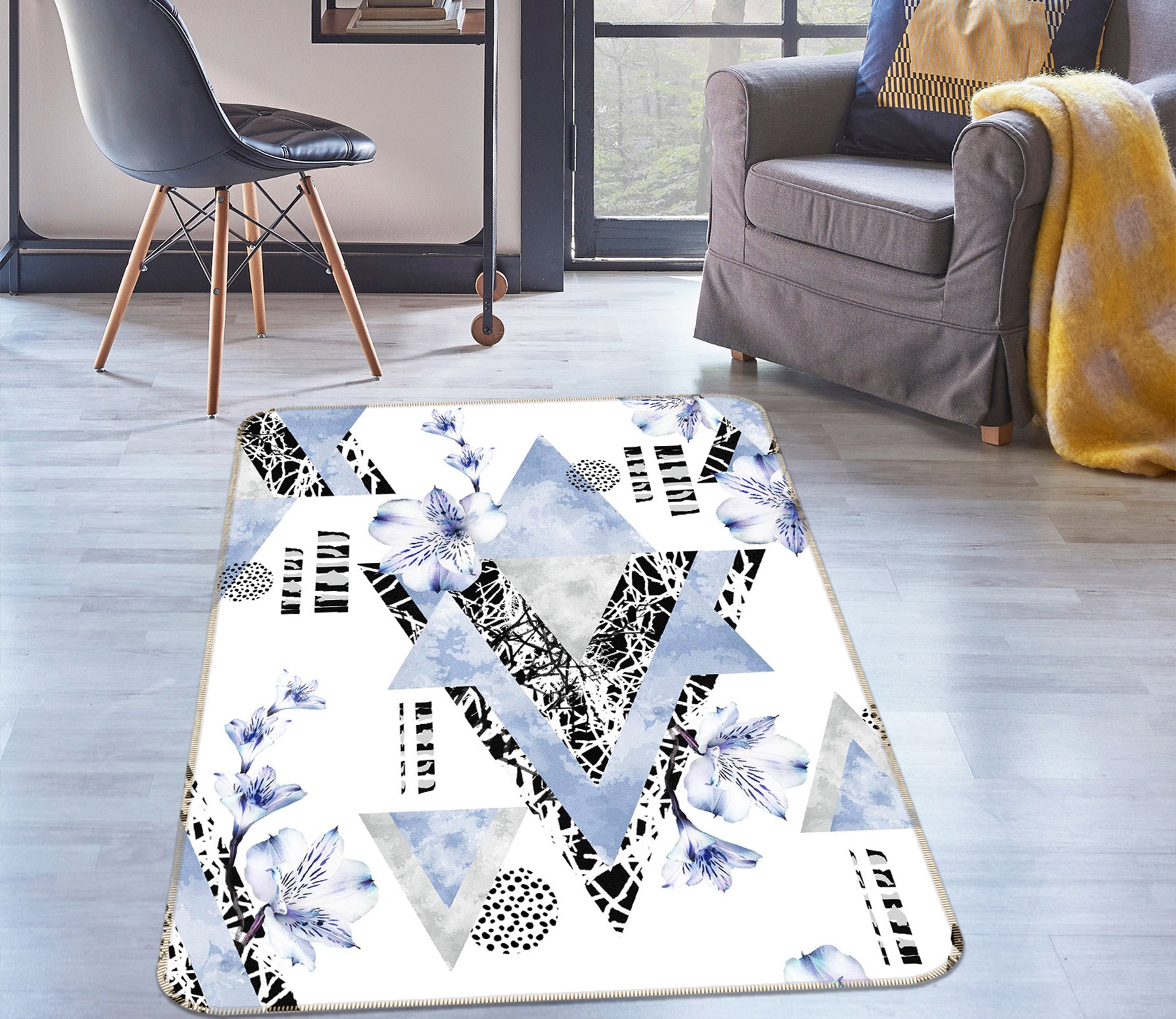 3D Triangle Pattern 37149 Non Slip Rug Mat