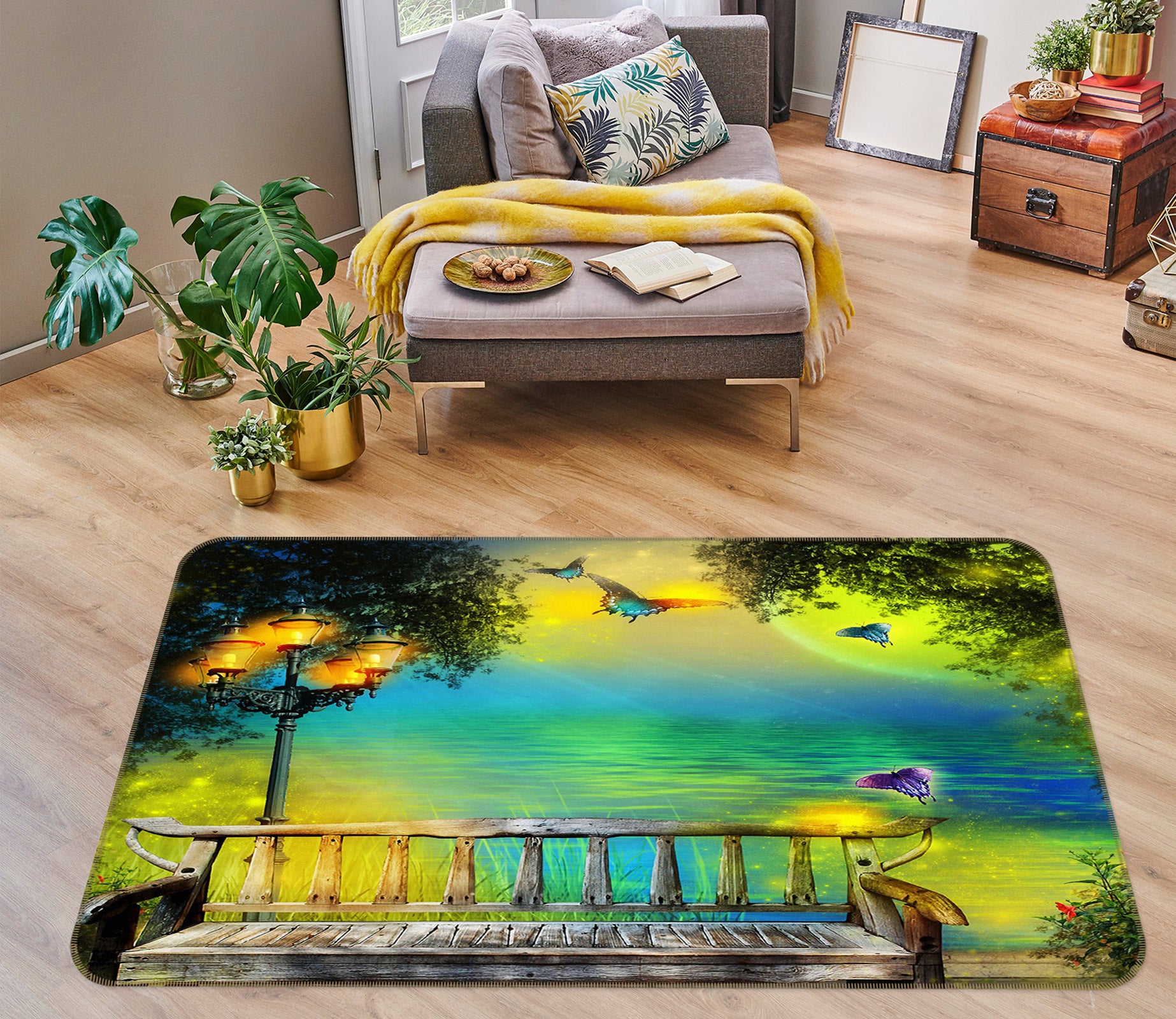 3D Park Chair 75198 Non Slip Rug Mat