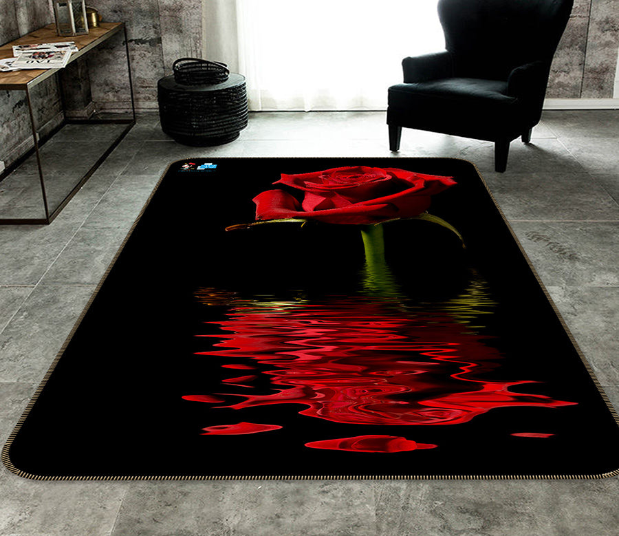 3D Red Rose 66145 Non Slip Rug Mat