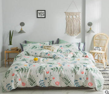 3D Flowers Leaves 18115 Bed Pillowcases Quilt