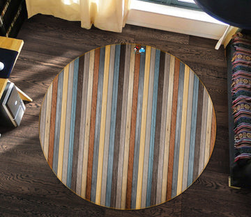 3D Colored Vintage Wooden Planks 74011 Round Non Slip Rug Mat