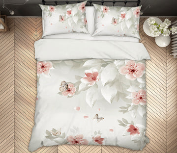 3D White Flowers 13014 Bed Pillowcases Quilt