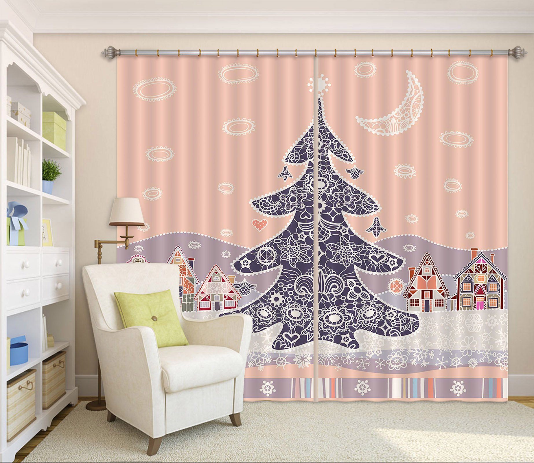 3D Doodle Cartoon Lace 74 Curtains Drapes Curtains AJ Creativity Home 