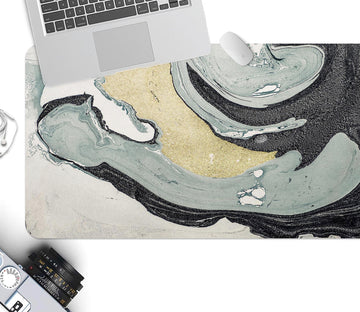 3D Gray-Green Lines 18056 Desk Mat