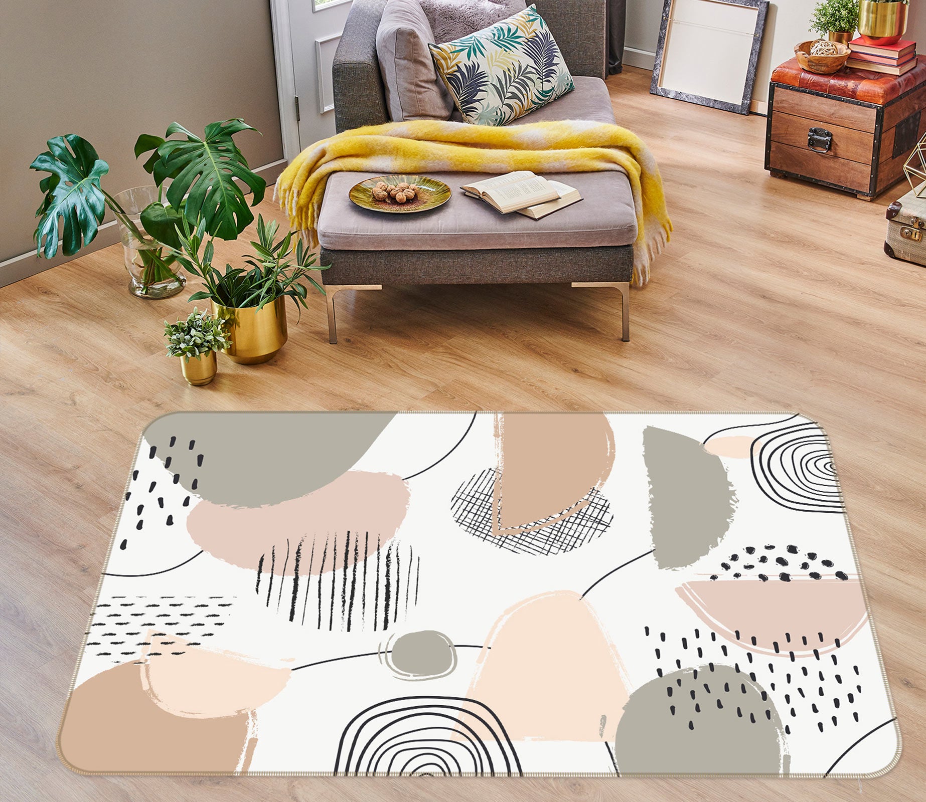 3D Pink Brown Pattern 30087 Non Slip Rug Mat
