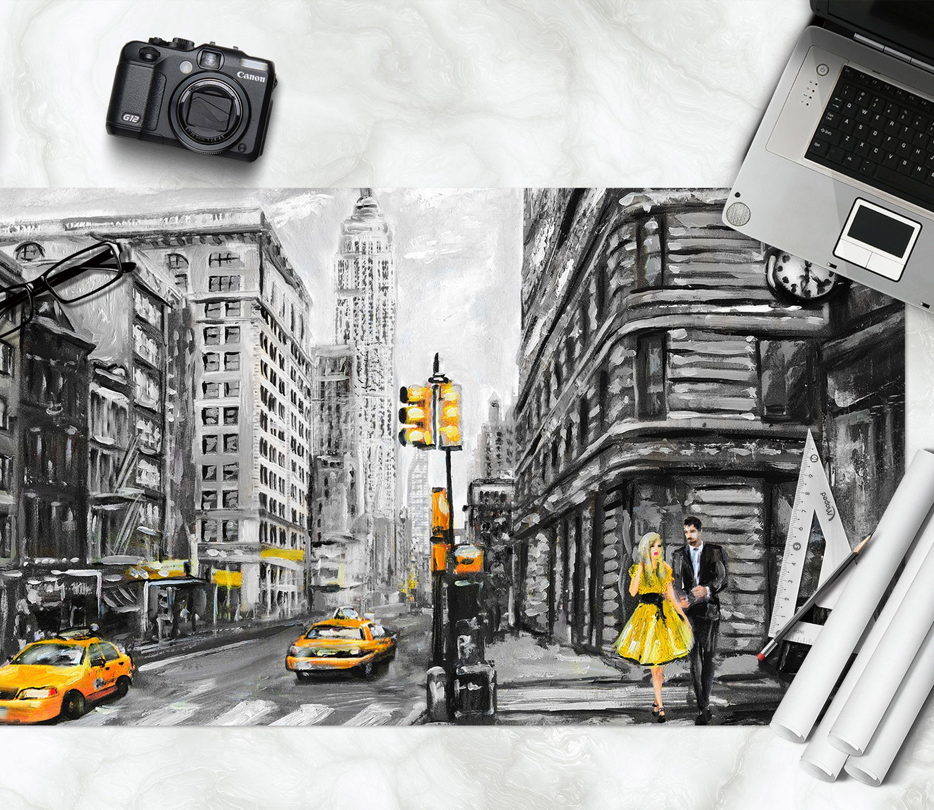 3D Yellow Street 17140 Desk Mat
