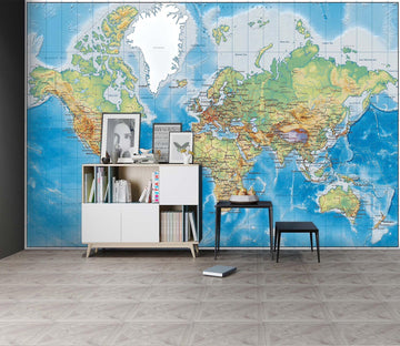3D Blue World Map 141 Wall Murals Wallpaper AJ Wallpaper 2 