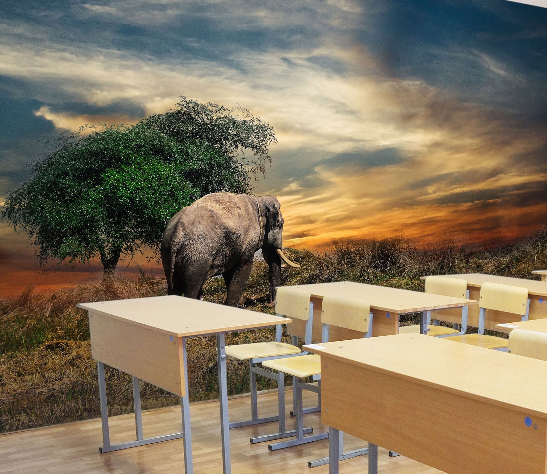 3D elephant on the grasses 17 Wall Murals Wallpaper AJ Wallpaper 2 