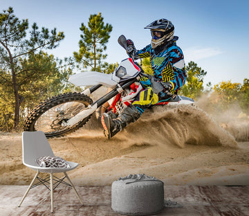 3D Parachuting Motorcycle 004 Vehicle Wall Murals