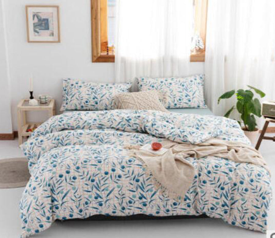 3D Blue Floral 15107 Bed Pillowcases Quilt