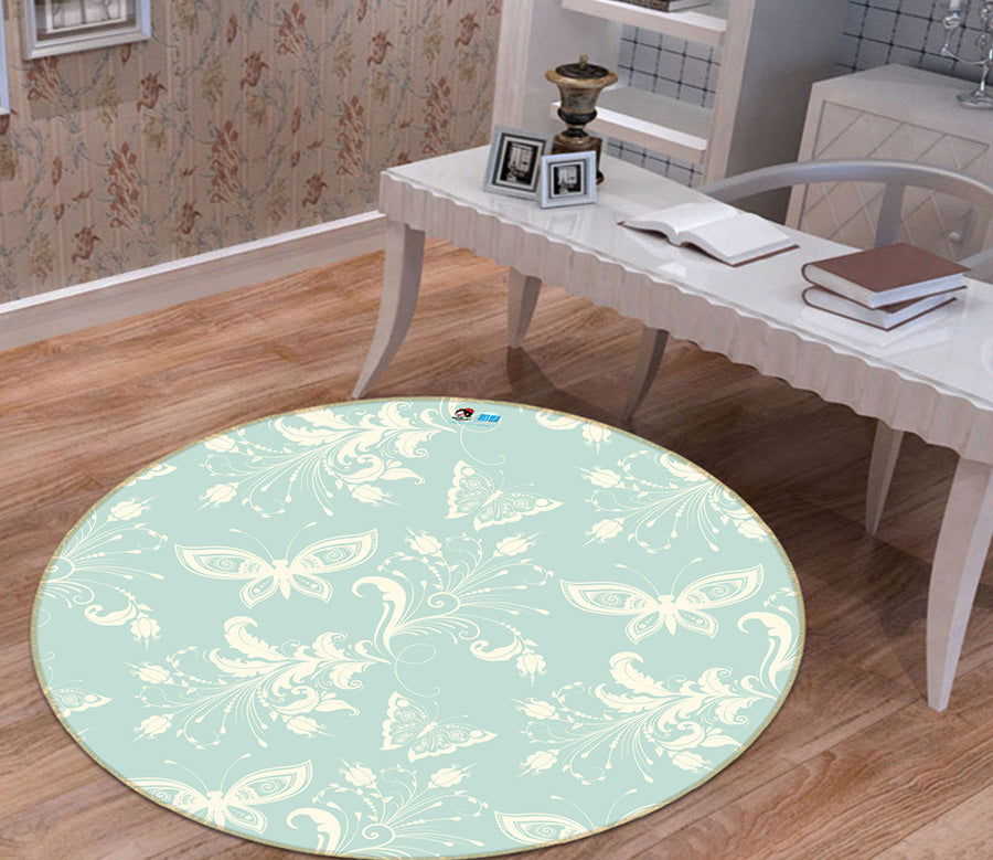 3D Butterfly Pattern 64054 Round Non Slip Rug Mat
