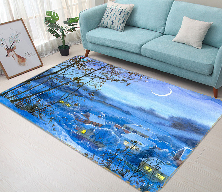 3D Snowy House 66082 Non Slip Rug Mat