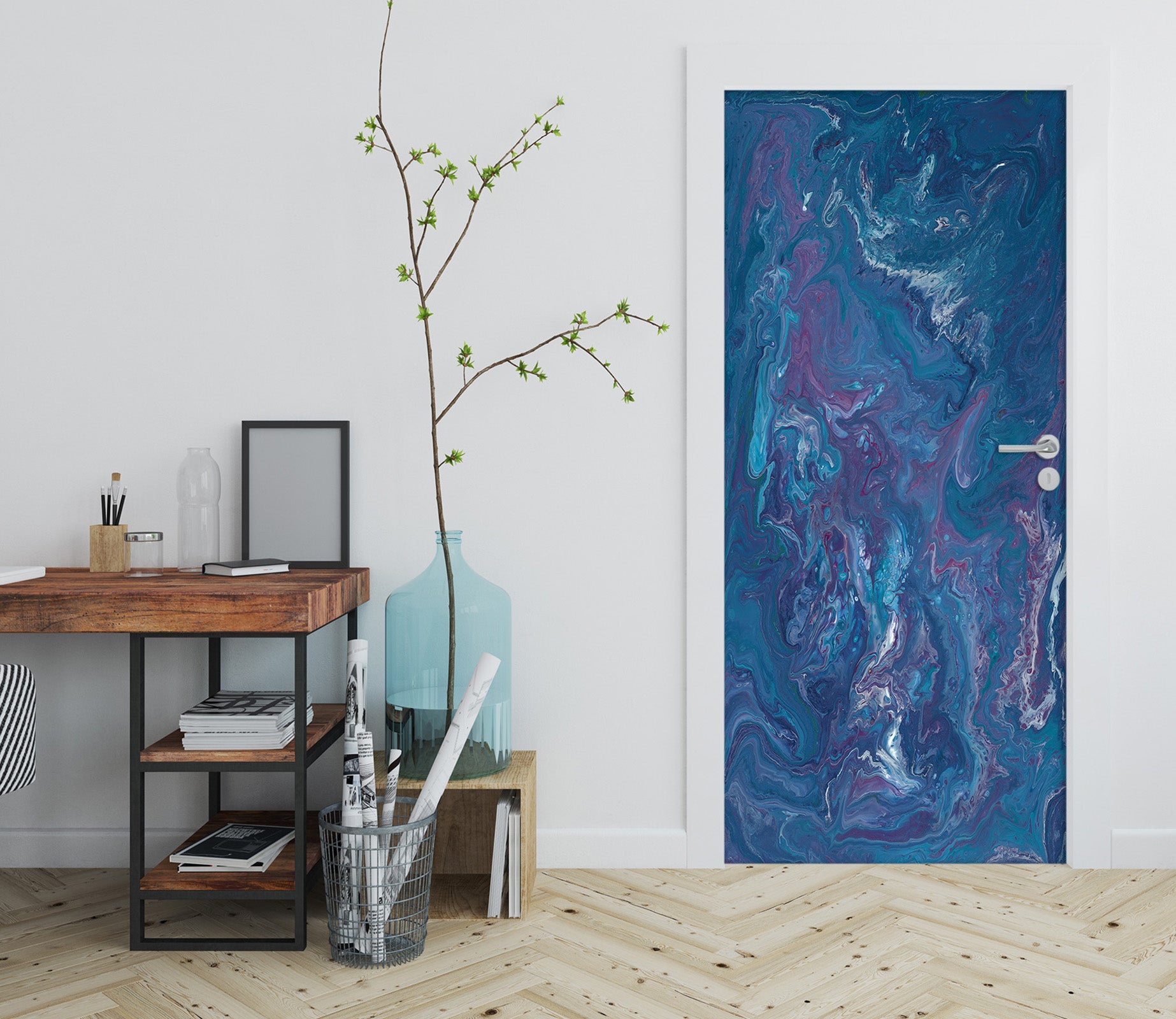 3D Navy Blue 21219 Door Mural