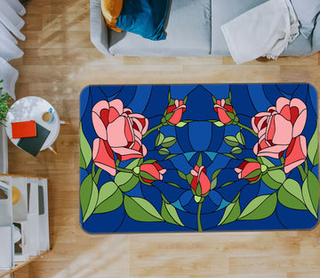 3D Flowers Splicing 33006 Non Slip Rug Mat