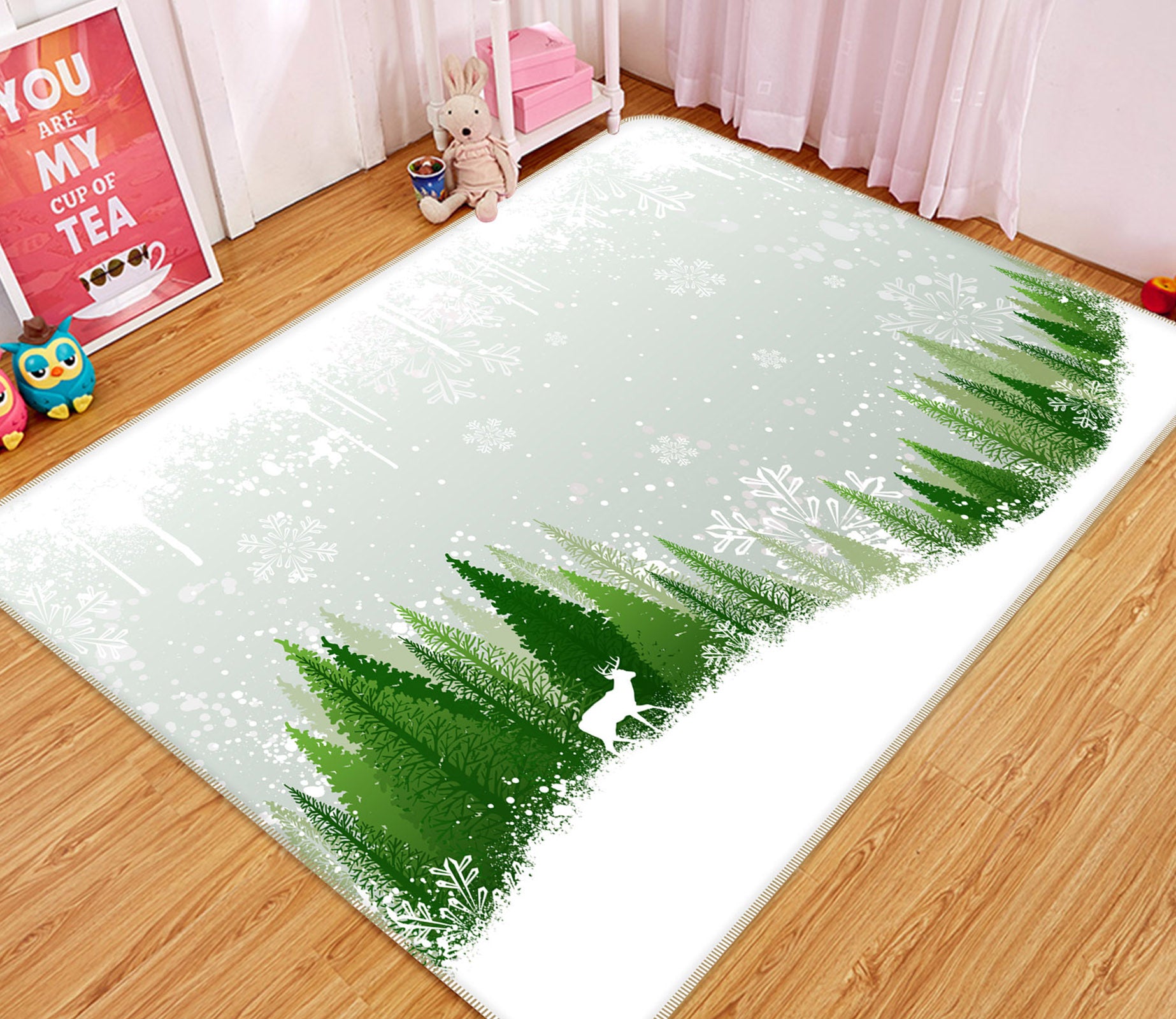 3D Snowfield Tree 34192 Non Slip Rug Mat