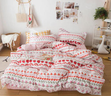 3D Strawberry Pattern 13191 Bed Pillowcases Quilt