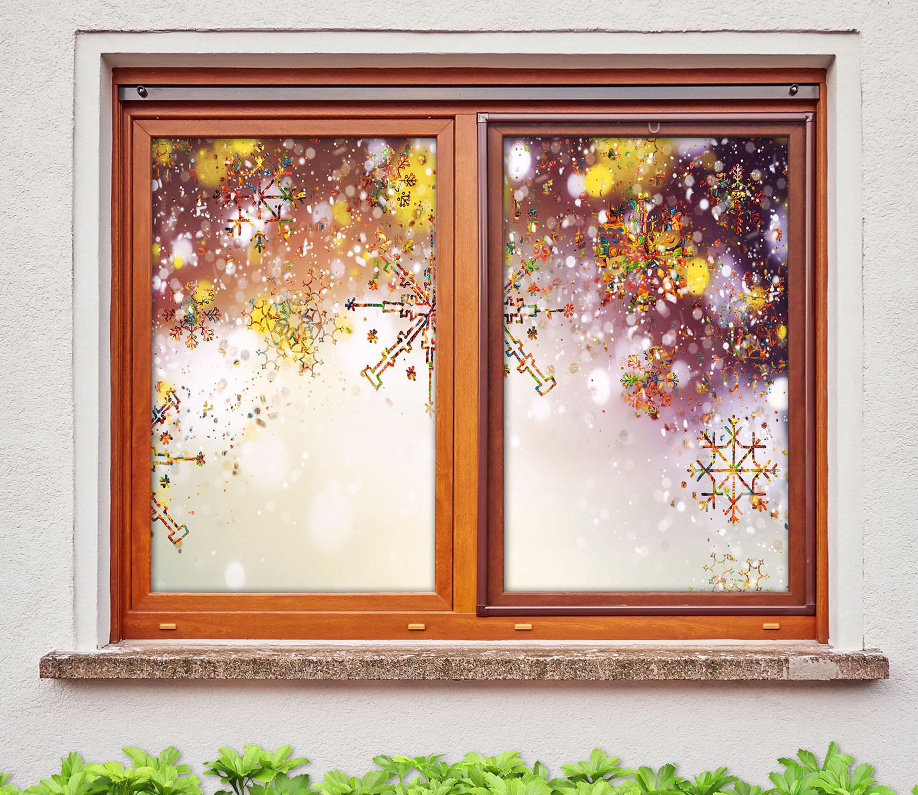 3D Snowflake 42134 Christmas Window Film Print Sticker Cling Stained Glass Xmas