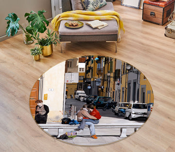 3D Street House 11088 Matthew Holden Bates Rug Round Non Slip Rug Mat