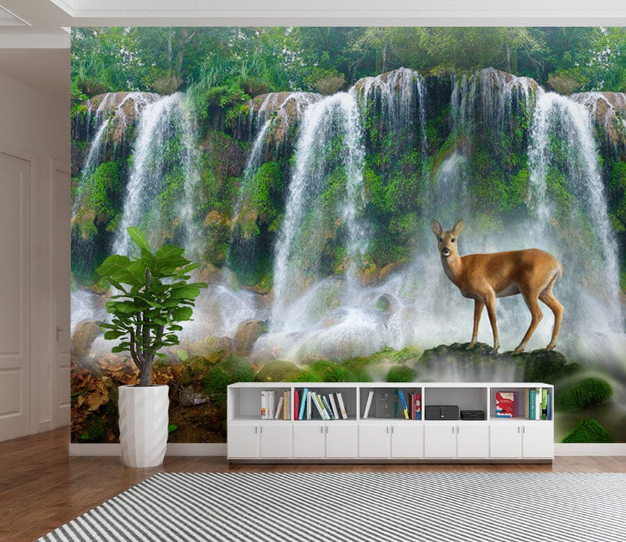 3D Fawn Falls 2096 Wall Murals Wallpaper AJ Wallpaper 2 