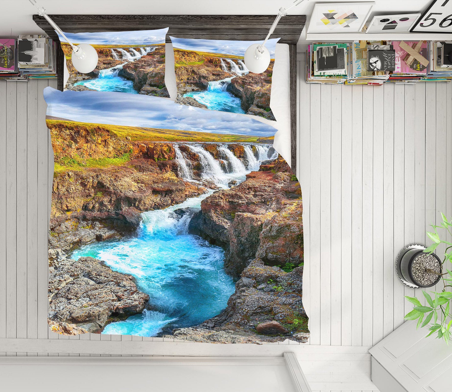 3D Stone Running Water 15187 Bed Pillowcases Quilt
