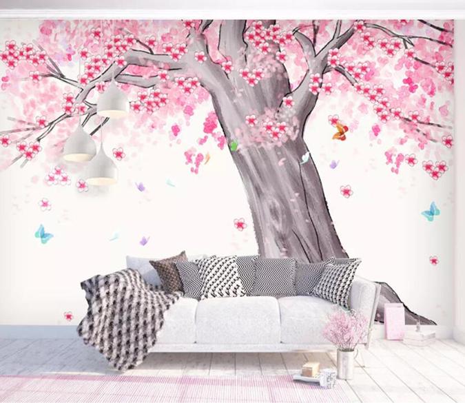 3D Pink Tree 249 Wall Murals Wallpaper AJ Wallpaper 2 