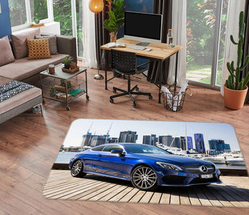 3D Blue Car 42062 Vehicle Non Slip Rug Mat