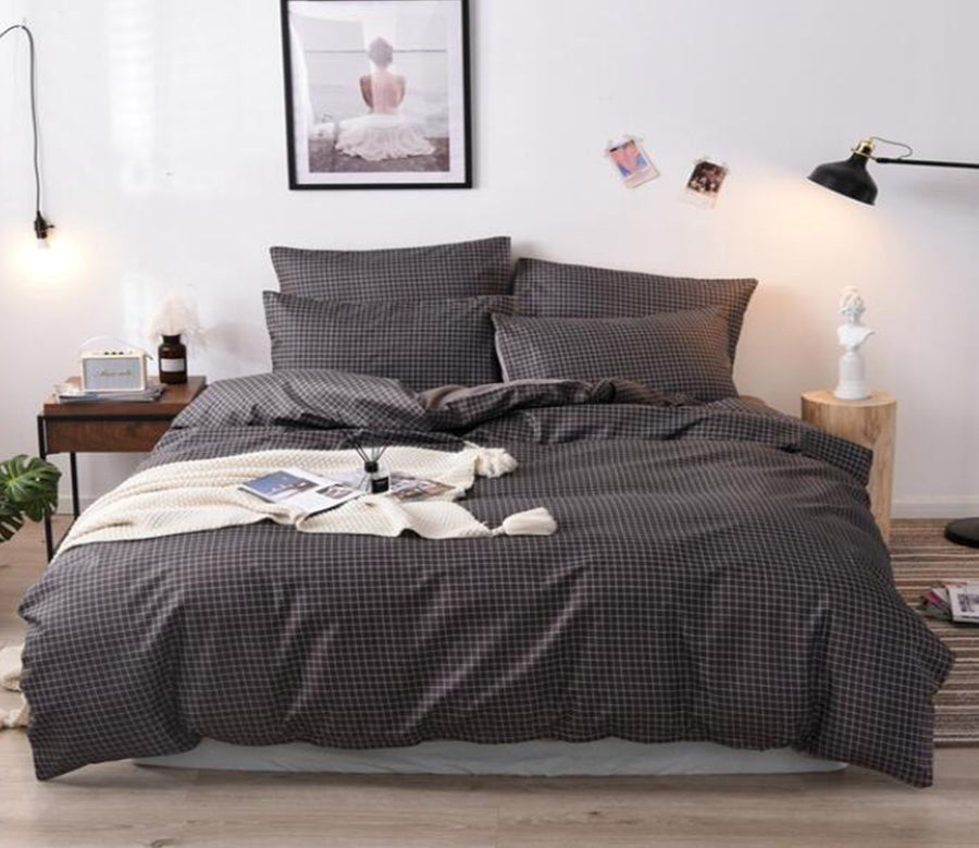 3D Black Grid 12022 Bed Pillowcases Quilt