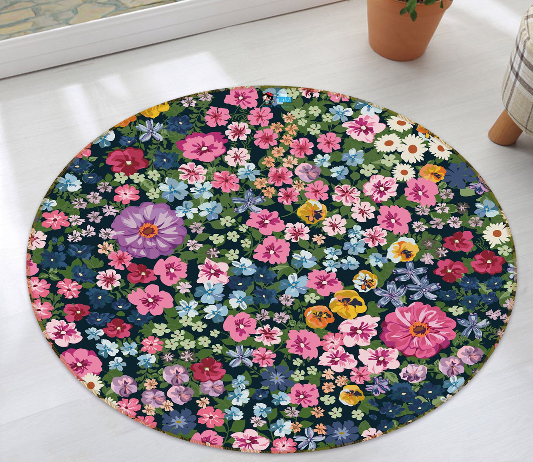 3D Floret 71158 Round Non Slip Rug Mat