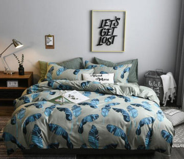 3D Green Feather 4015 Bed Pillowcases Quilt