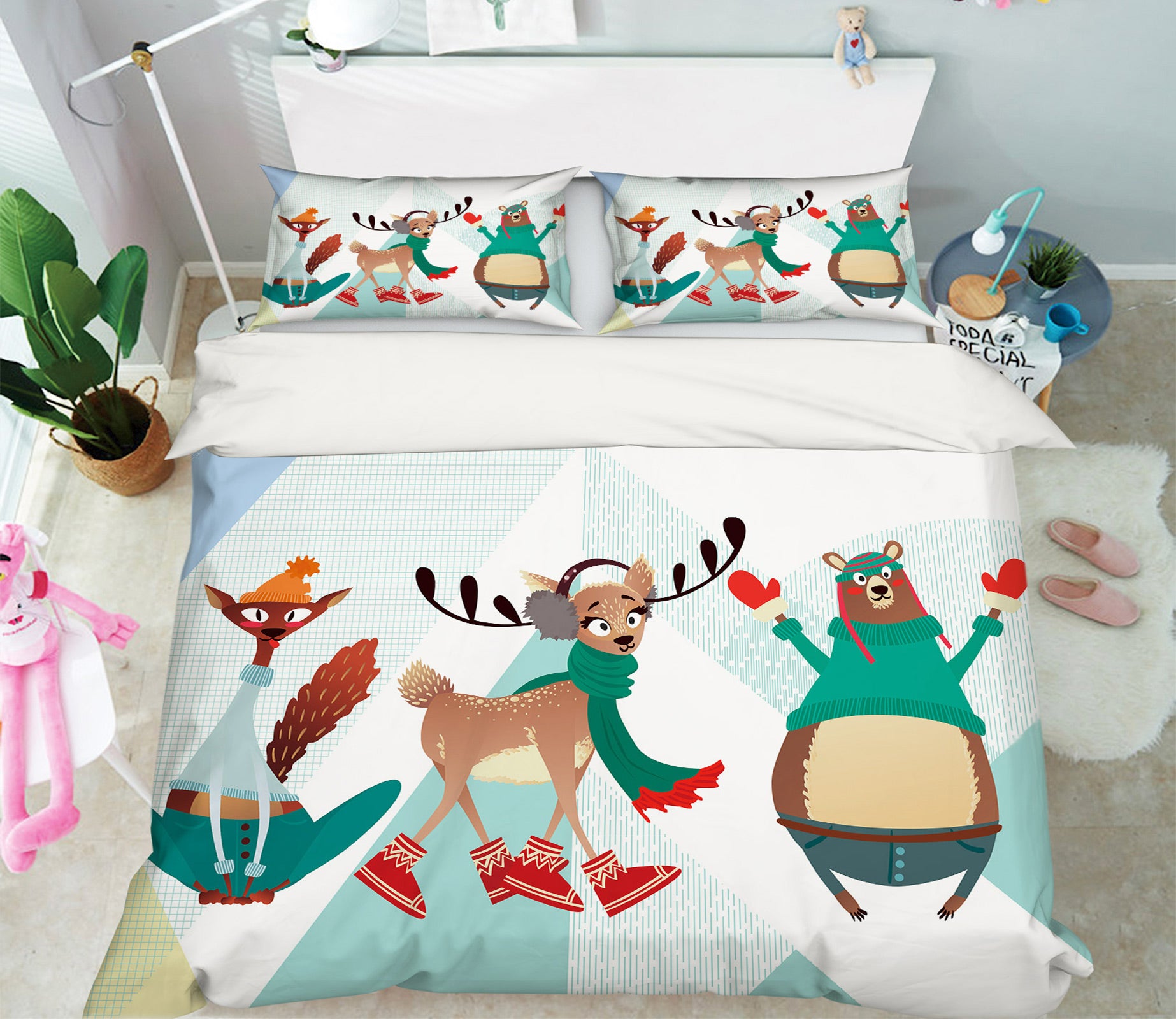 3D Deer Bear 13137 Bed Pillowcases Quilt