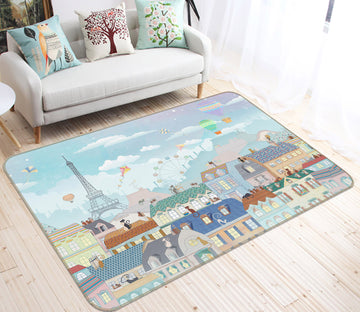 3D Houses Iron Tower 34041 Non Slip Rug Mat