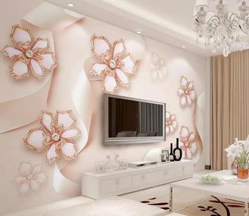 3D White Flowers 1150 Wall Murals Wallpaper AJ Wallpaper 2 