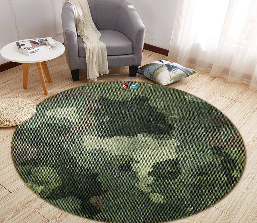 3D Dark Green 64149 Round Non Slip Rug Mat