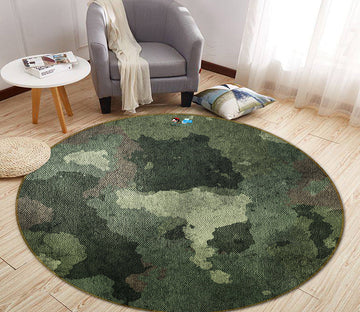 3D Dark Green 64149 Round Non Slip Rug Mat