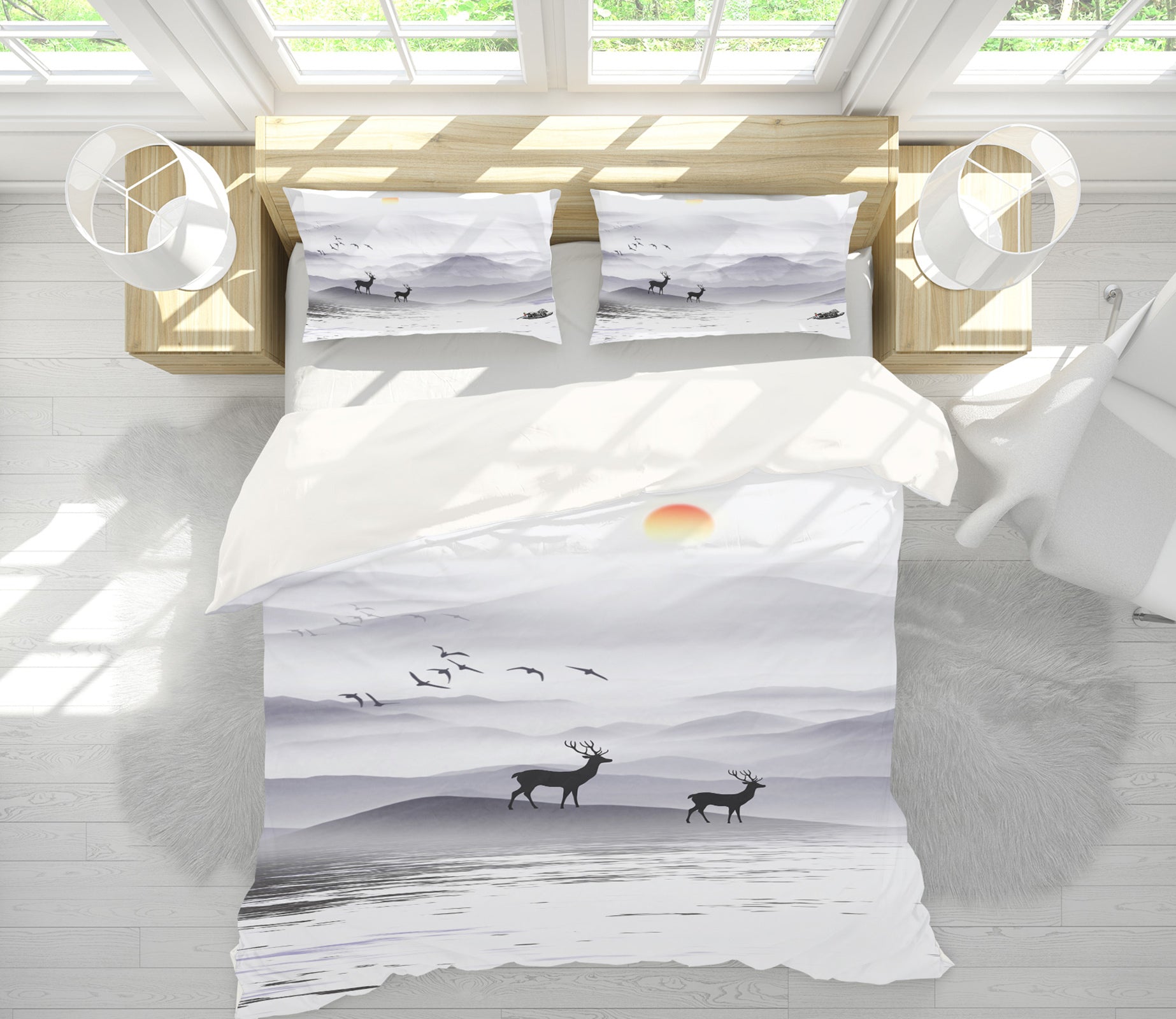 3D Deer Riverside 12115 Bed Pillowcases Quilt