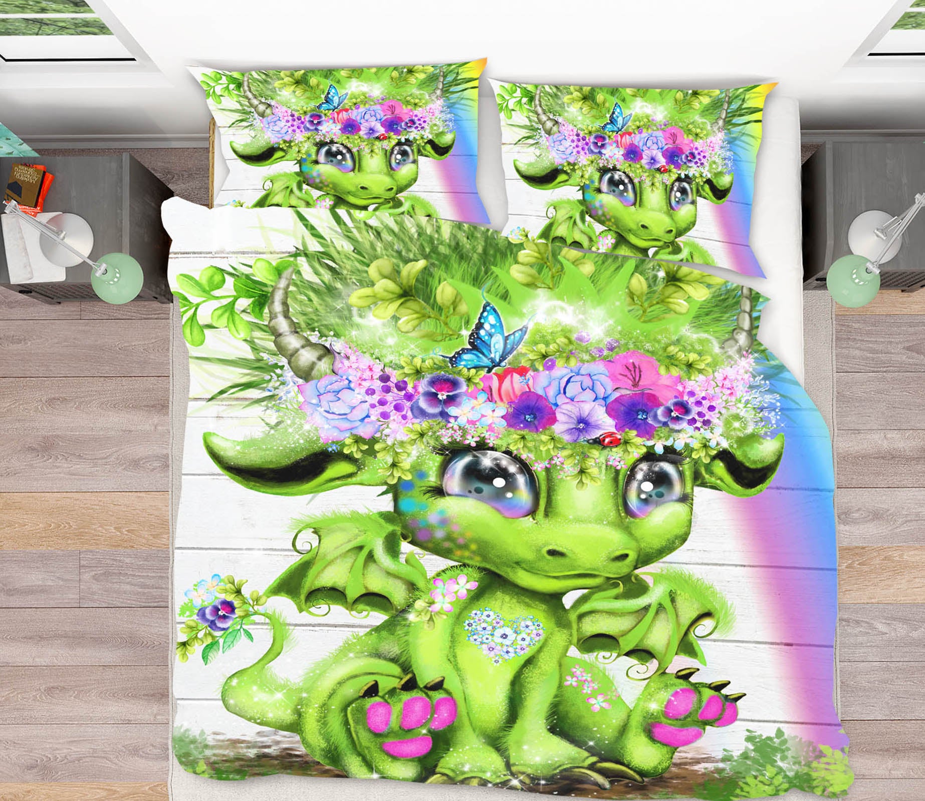 3D Rainbow Dragon 8612 Sheena Pike Bedding Bed Pillowcases Quilt Cover Duvet Cover