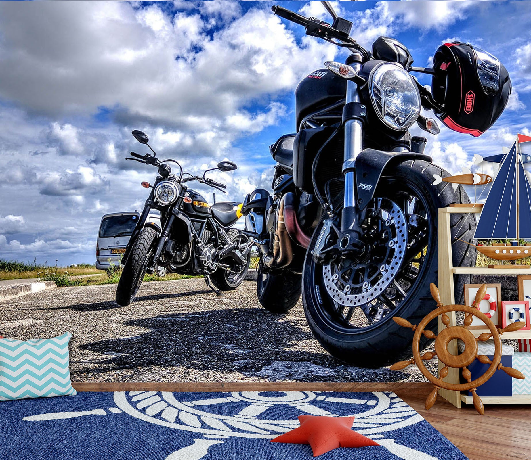 3D Motorcycle Helmet 110 Vehicle Wall Murals