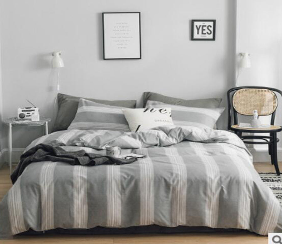 3D Gray Horizontal Stripes 40139 Bed Pillowcases Quilt
