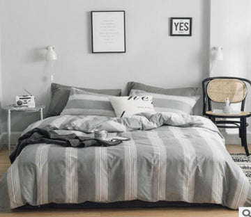 3D Gray Horizontal Stripes 40139 Bed Pillowcases Quilt
