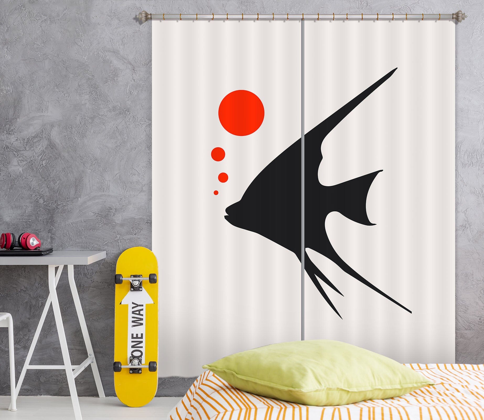 3D Fish Bubble 1016 Boris Draschoff Curtain Curtains Drapes Curtains AJ Creativity Home 