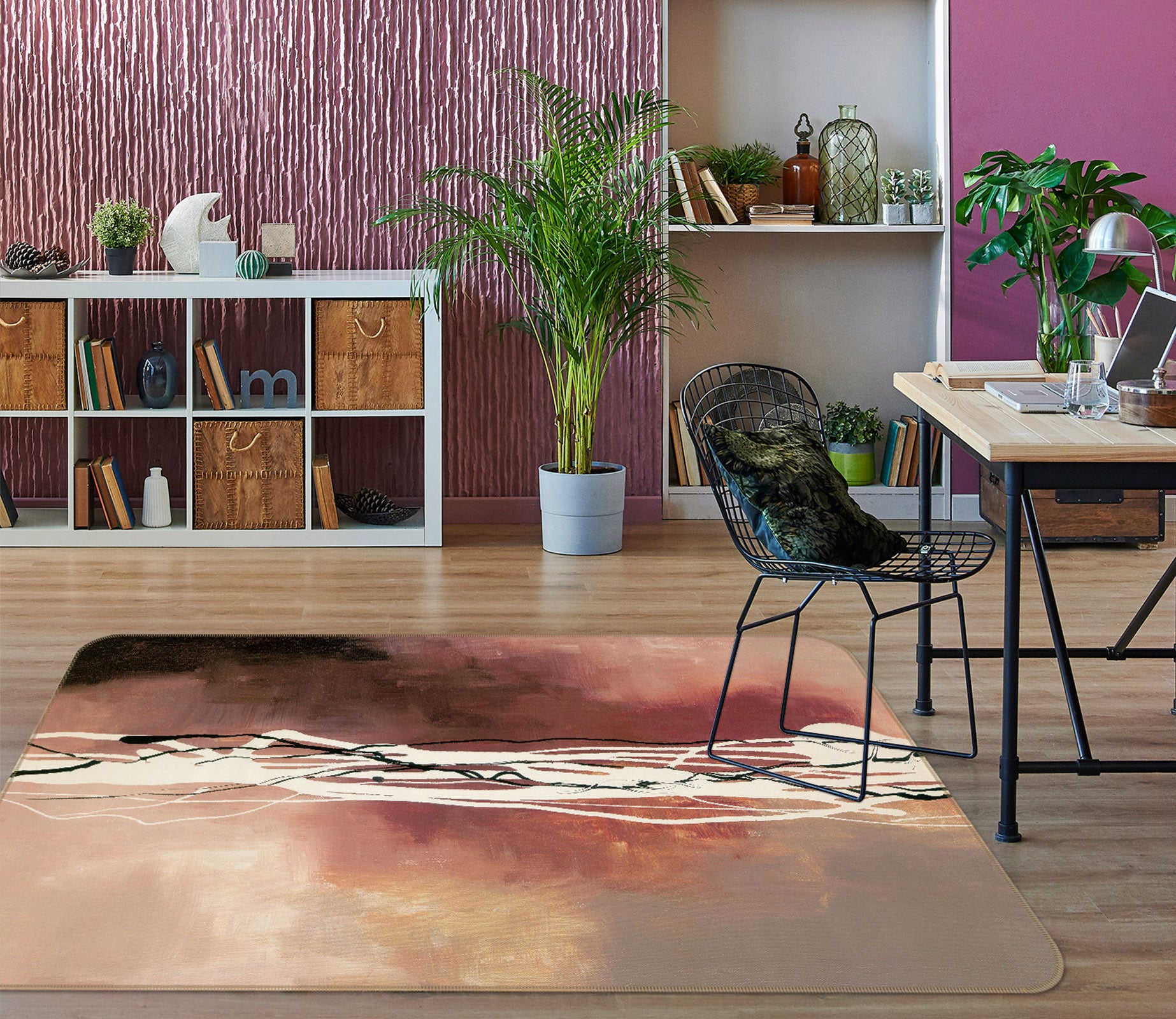 3D Brown Abstract Pattern 32044 Non Slip Rug Mat