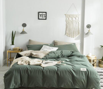 3D Dark Green 15053 Bed Pillowcases Quilt