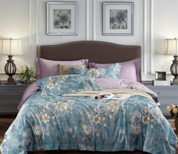 3D Green Bottom Flowers 14118 Bed Pillowcases Quilt
