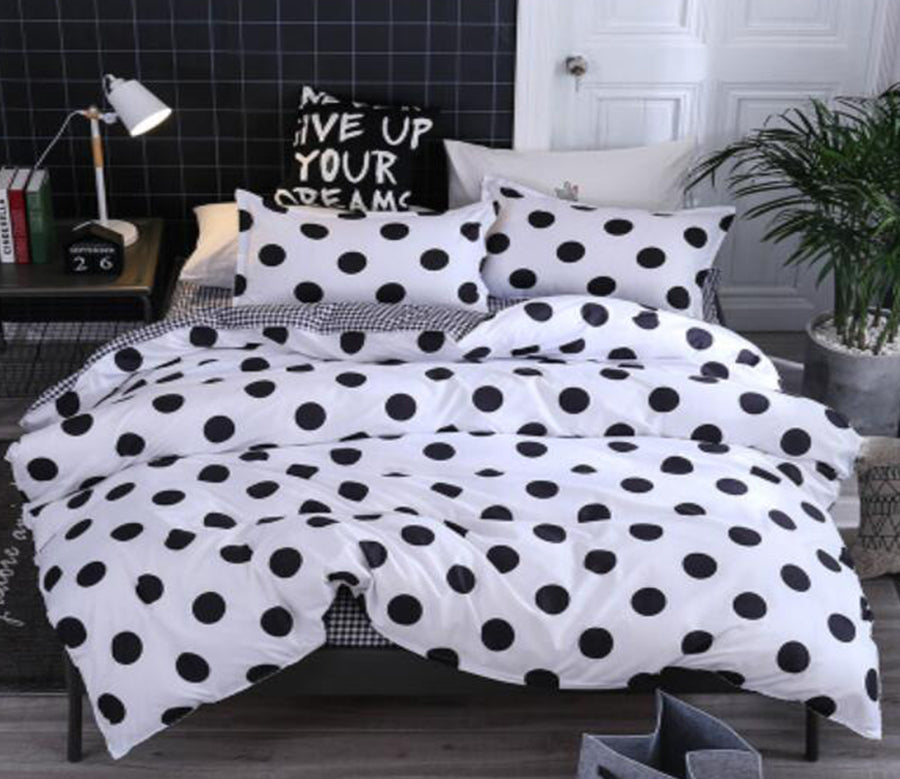 3D Black Wave Dots On White 4040 Bed Pillowcases Quilt
