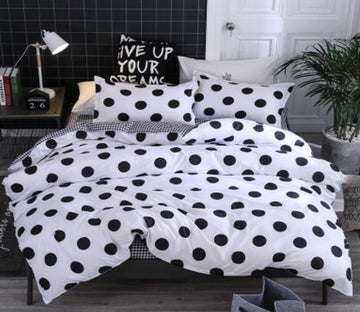 3D Black Wave Dots On White 4040 Bed Pillowcases Quilt